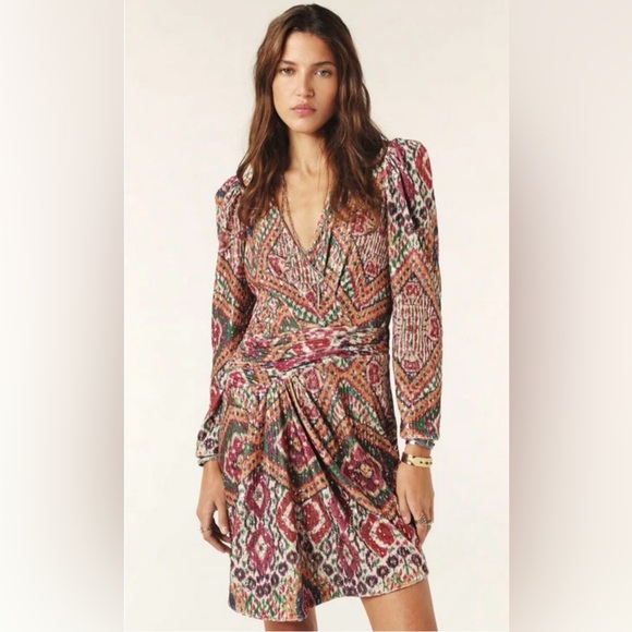 ba&sh Dresses & Skirts - ba&sh “Tola” Velvet Sequin Gem-Tone Mini- Dress, Size L. NWT